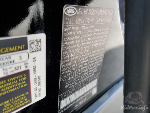 Land Rover Range Rover Sport 2020 Black vin: SALWR2SU1LA895548